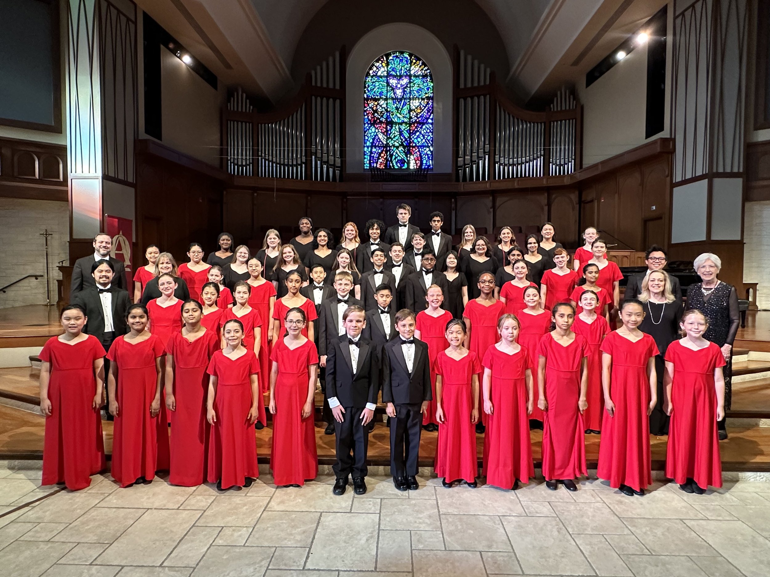 The childrens's chorus gathered in performance attire.